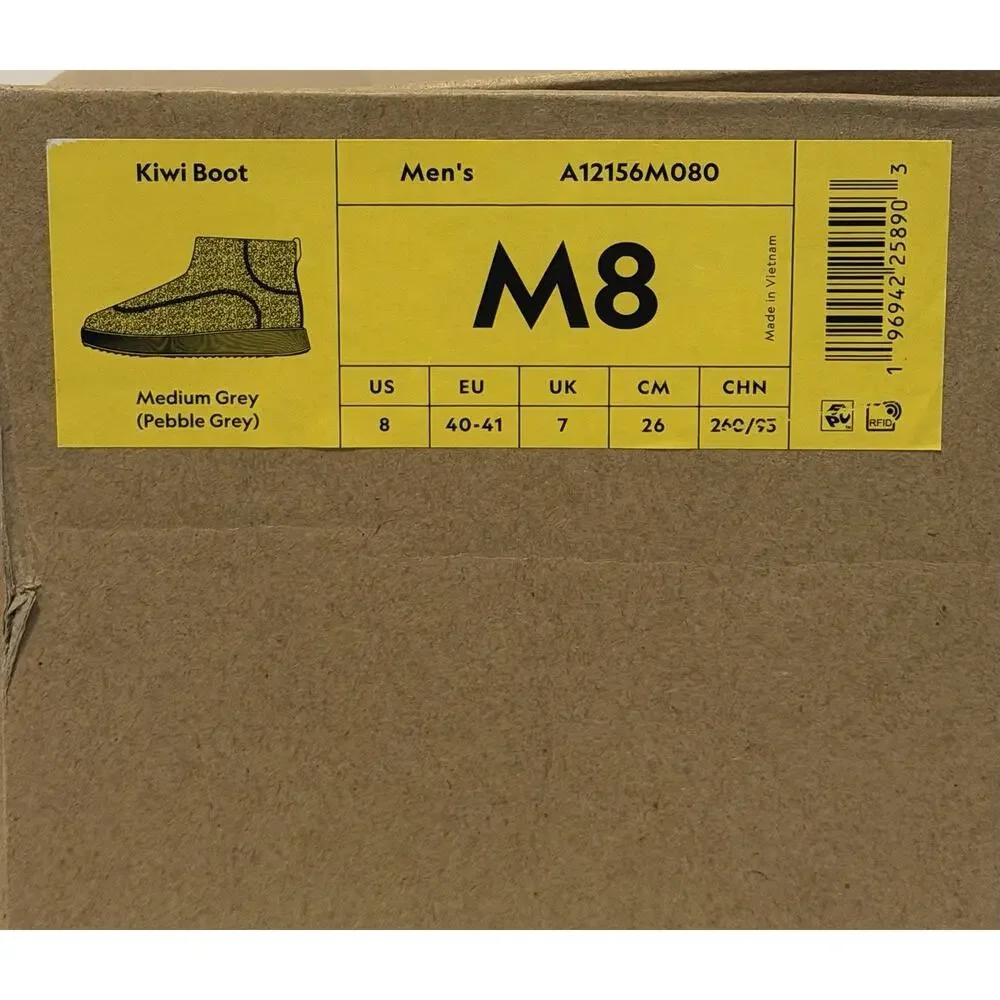 Allbirds Kiwi Boot Men’s Pebble Grey Size 8 NEW NIB